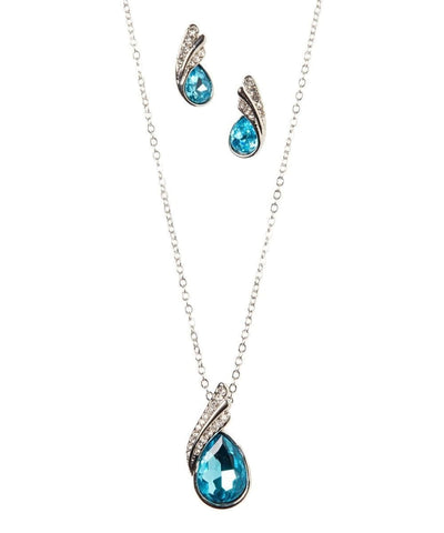 Sea Blue Crystal Necklace Set