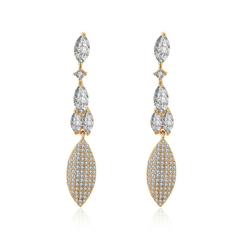 Pear Cut Marquise Drop Earring in Plated with 18K Gold