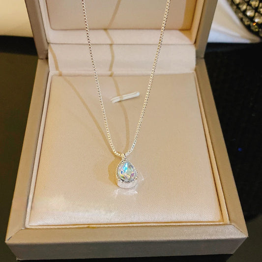 Silver Flash Diamond Necklace Simple Zircon Water Drop