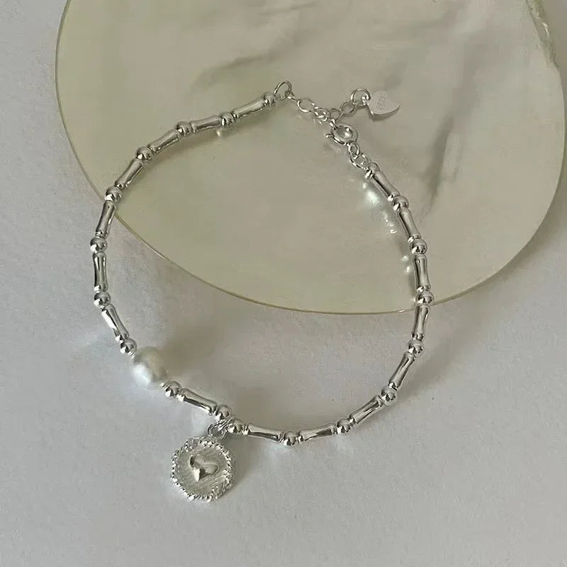 Silver Bracelet Partial Pearls Knots Bracelets