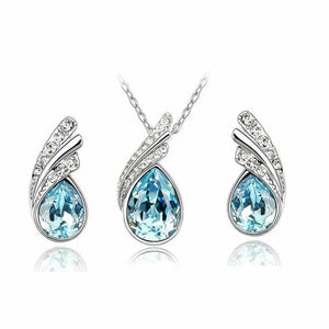 Sea Blue Crystal Necklace Set