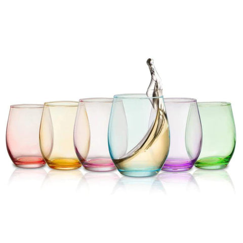 Colored Wine Glass Set, Large 12 oz Glasses Set of 6