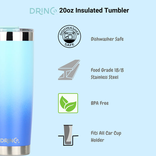 20oz Insulated Tumbler Spill Proof Lid 2 Straws(SkyBlue)